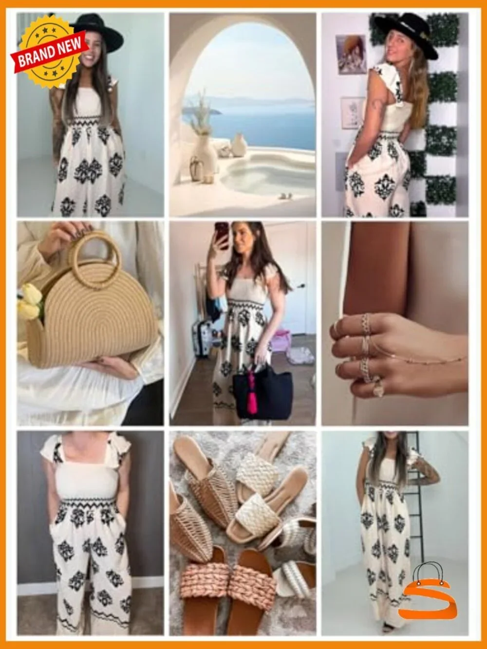Womens Summer Jumpsuit Square Neck Wide Leg Pockets Vacation Outfits Romper - Picture 2 of 7
